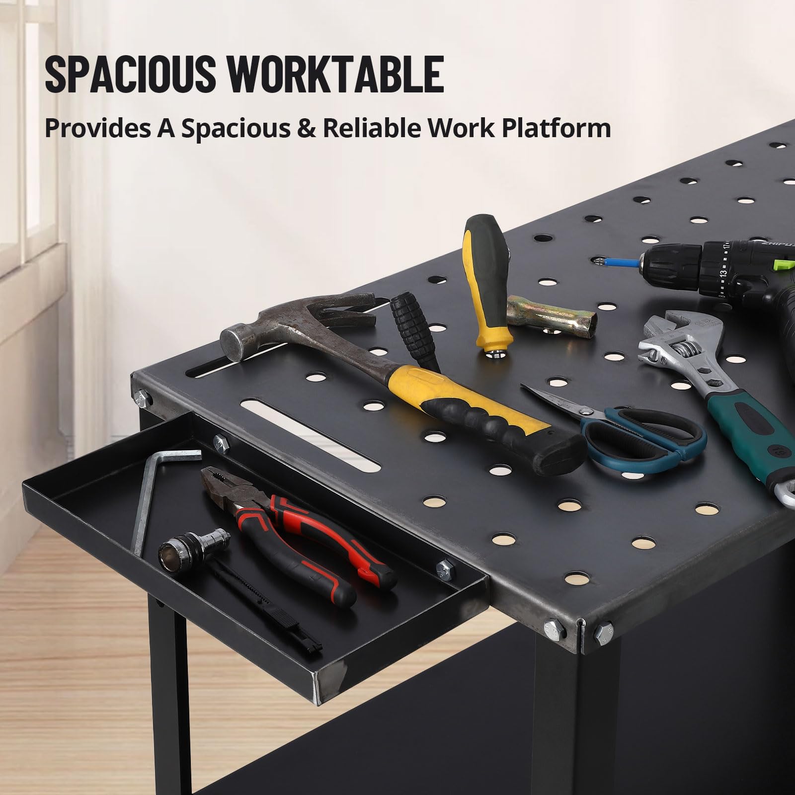 Tavolo da saldatura Garvee 36"x19" in acciaio con capacità di carico di 1200 libbre e piedini regolabili per industria e fai da te