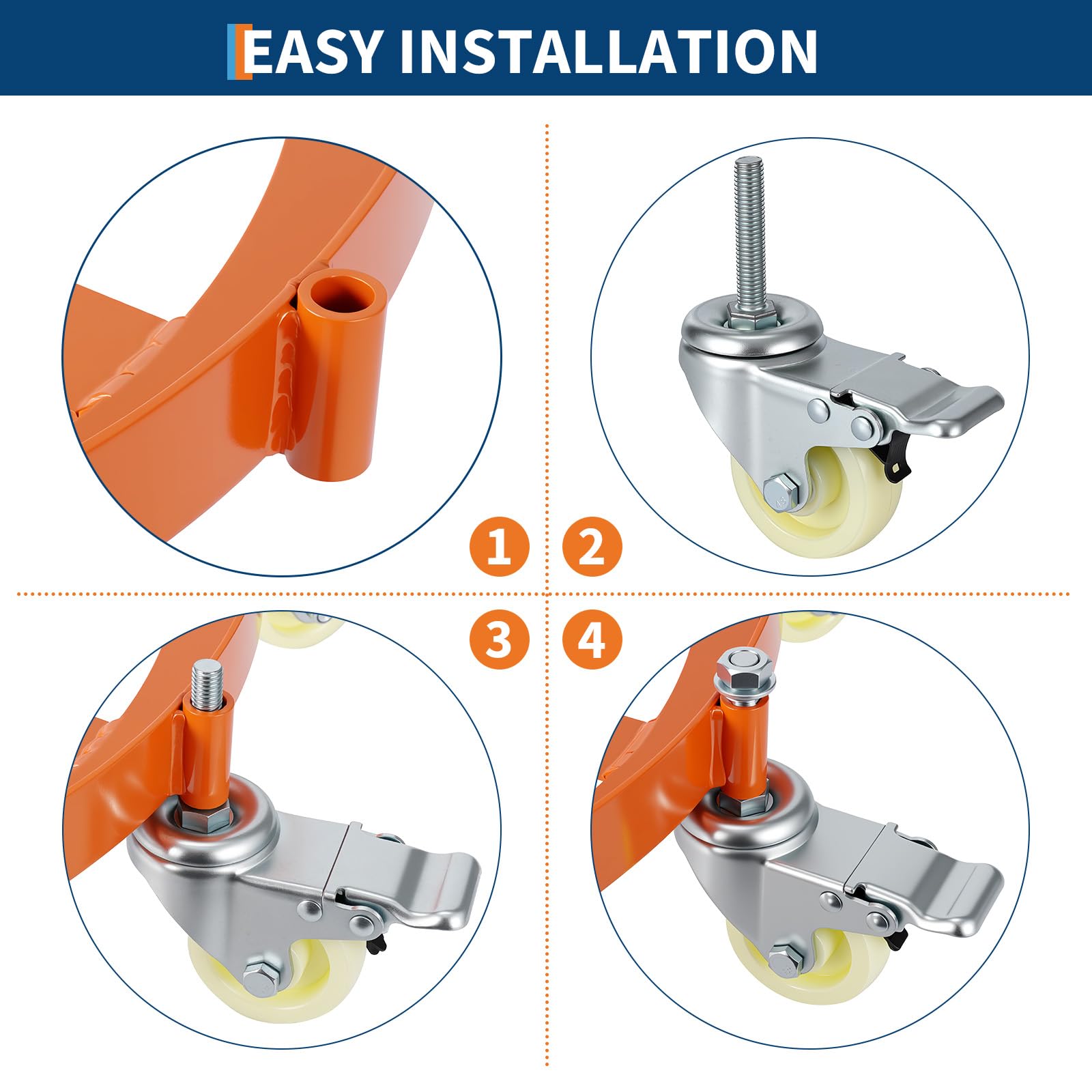 Carrello per Fusti Garvee 55 Galloni 2000 libbre | Ideale per Festa del Papà, Telaio Acciaio Zincato Antiribaltamento con Freni e Ruote Girevoli per Magazzino Officina