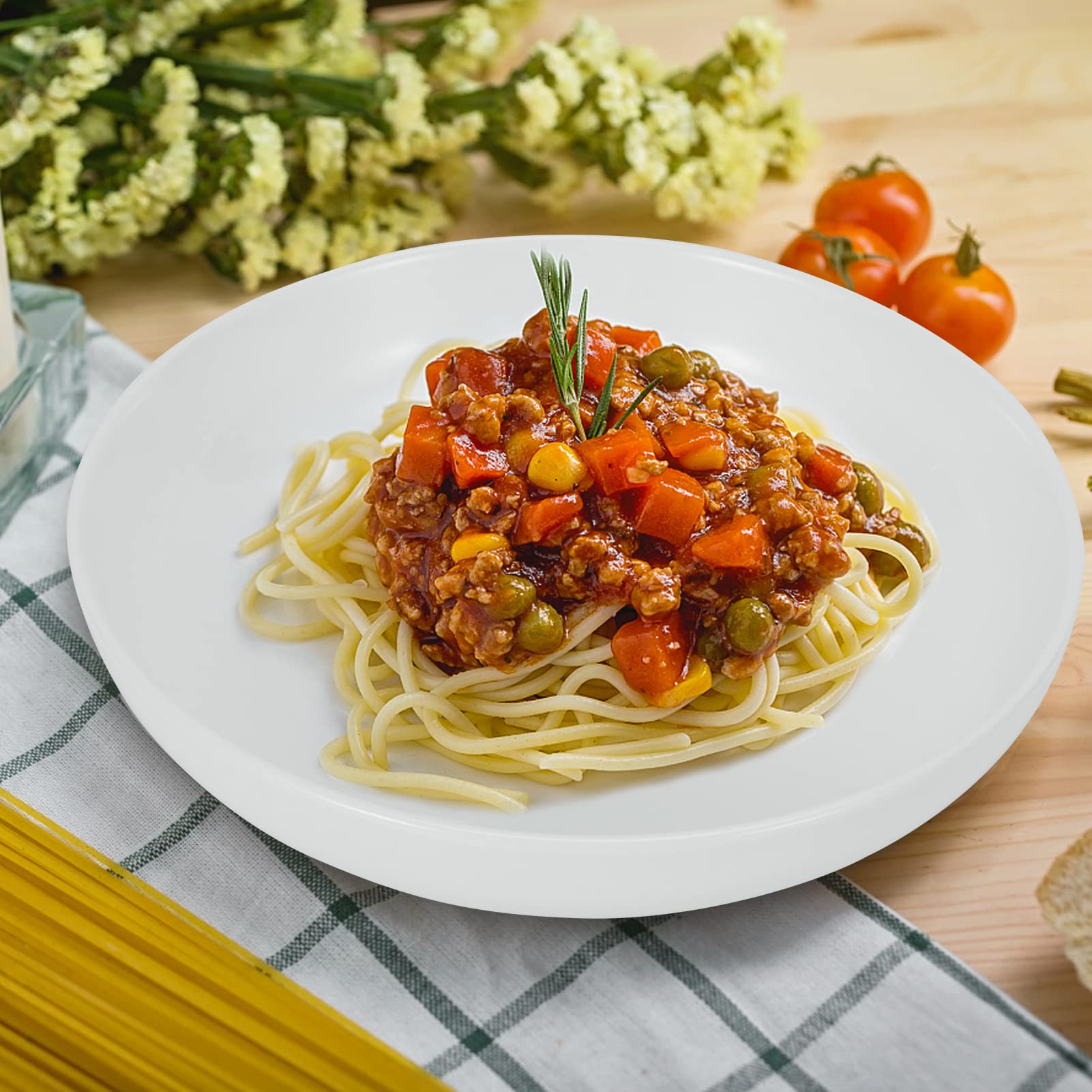 Set di ciotole per pasta Garvee, 6 pezzi, porcellana di alta qualità, adatte al microonde e alla lavastoviglie, 8 pollici, bianco e nero, per pasti in famiglia