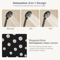 GARVEE Doccia a pioggia senza raccordi – Colonna doccia in acciaio inox nera rotonda 25 cm