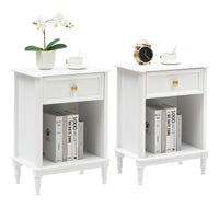 Garvee Set 2 Tavolini Ausiliari Bianchi in MDF con Cassetto e Ripiano, Ideali per Soggiorno e Camera, Design Compatto e Funzionale, Facili da Montare