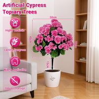 Alberi artificiali Garvee di begonia lavanda da 23'', in materiale PE resistente ai raggi UV e alle intemperie, con picchetto per giardino e terrazza, colore verde
