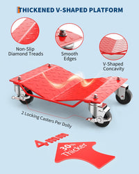 Set di carrelli per ruote auto Garvee Heavy Duty, 4 pezzi, capacità 6000 libbre, telaio in acciaio, per auto, camion, garage, girevole a 360°, nero