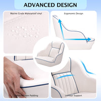 Garvee Pontoon Boat Seat Sedia da capitano Ergonomica e confortevole Schiuma di compressione in vinile Montaggio standard Per pesca e tempo libero 19,5"H x 22"L x 21,5"D