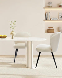 Set di 2 sedie da pranzo Garvee in pelle ergonomica con gambe in acciaio per cucina e sala da pranzo, altezza seduta 23,2" neutra