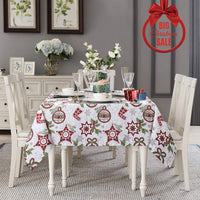 Tovaglia natalizia Garvee in poliestere, 52x52 pollici, impermeabile, resistente all'olio e lavabile, per feste e sala da pranzo, motivo natalizio, rosso