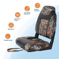 Set di 2 sedie per chiatta Garvee con binari alti, pieghevoli, imbottiti in modo spesso per barche da pesca e da porto, PVC resistente a tutte le intemperie, cerniere in alluminio, viti in acciaio inossidabile