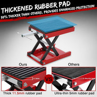 Sollevatore per moto Garvee da 1200 libbre, supporto a forbice per impieghi gravosi con ampia piattaforma e perno di sicurezza per moto da cross e moto da strada, pieghevole, telaio a X in acciaio, cuscinetti in gomma