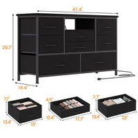 Mobile TV Garvee a 8 cassetti con illuminazione a LED e presa di corrente per soggiorno e camera da letto, in legno MDF, grande, leggero, gestione dei cavi