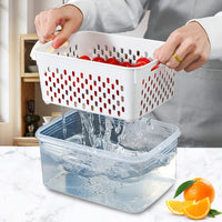 Contenitore per alimenti Garvee da 3 pezzi per frutta e verdura con cestello filtrante, coperchio ermetico, plastica, organizer per frigorifero, uso versatile