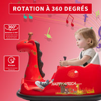 Auto elettrica per bambini Garvee Kids con rotazione a 360°, design a forma di giraffa, rossa con LED, per bambini dai 3 anni in su