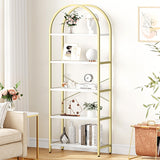 Garvee Libreria a Cinque Ripiani Arco 71 Pollici Metallo Industriale Dorato Per Soggiorno E Ufficio, Robusta, Regolabile, Elegante - Oro