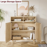 Credenza moderna in rattan Garvee da 36" - Intrecciata a mano, antiribaltamento, con ripiano regolabile, mobile da cucina e sala da pranzo, multifunzionale, colori naturali