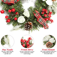 Ghirlanda natalizia GARVEE da 45 cm con 15 luci LED, pigne e bacche per la decorazione di porte e finestre, materiali naturali, stile festoso del bosco