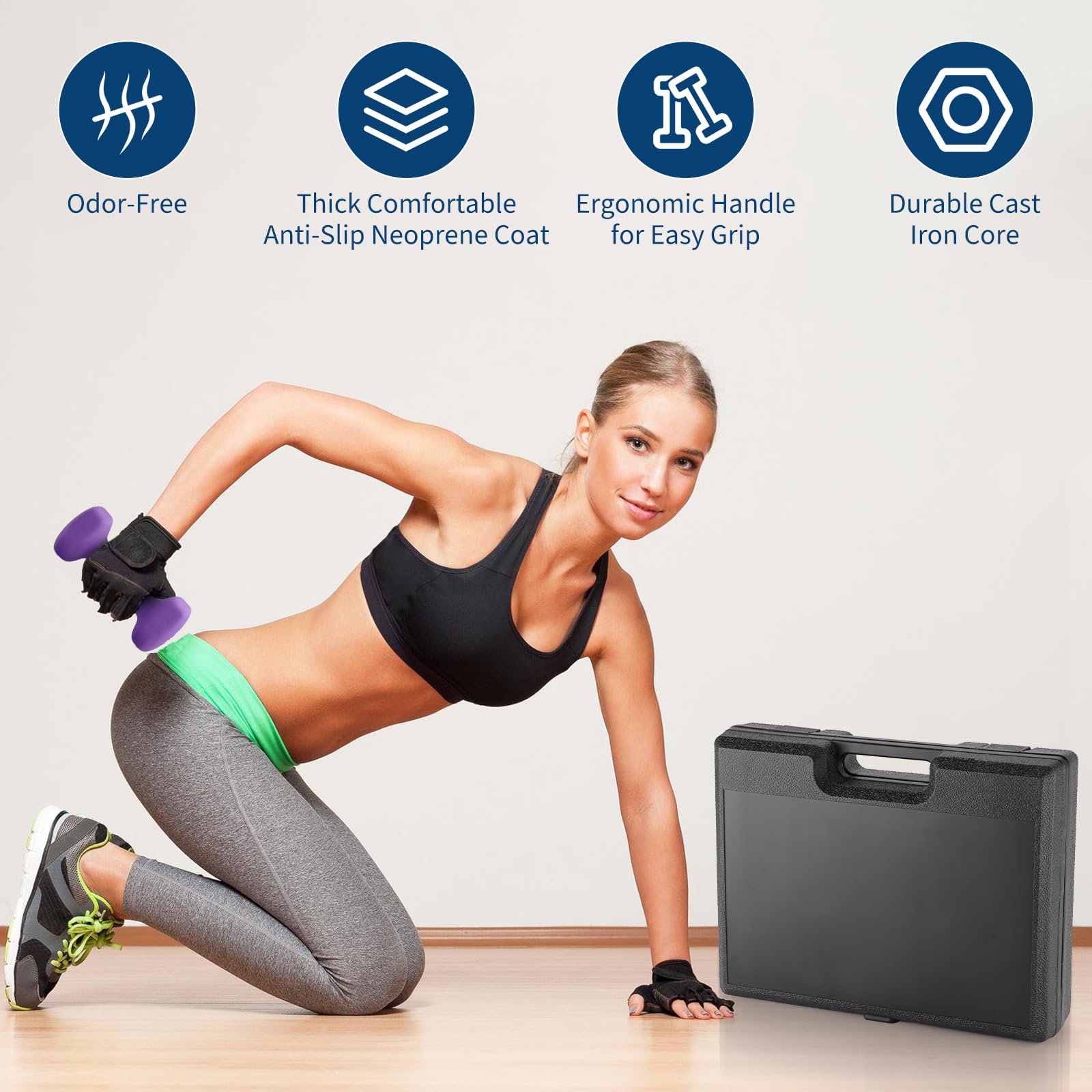 Set Manubri Neoprene Garvee 1-3 Libbre Antiscivolo PVC - Regalo Perfetto Festa del Papà per Palestra Domestica, Design Esagonale Multicolore