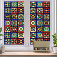 GARVEE Pellicola per vetri colorati Fiori retrò Adesivi statici Non adesivi 60x100 cm Privacy decorativa per casa e ufficio