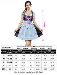 Garvee - Abito tradizionale corto Dirndl in 3 pezzi per l'Oktoberfest, blu, taglia 36