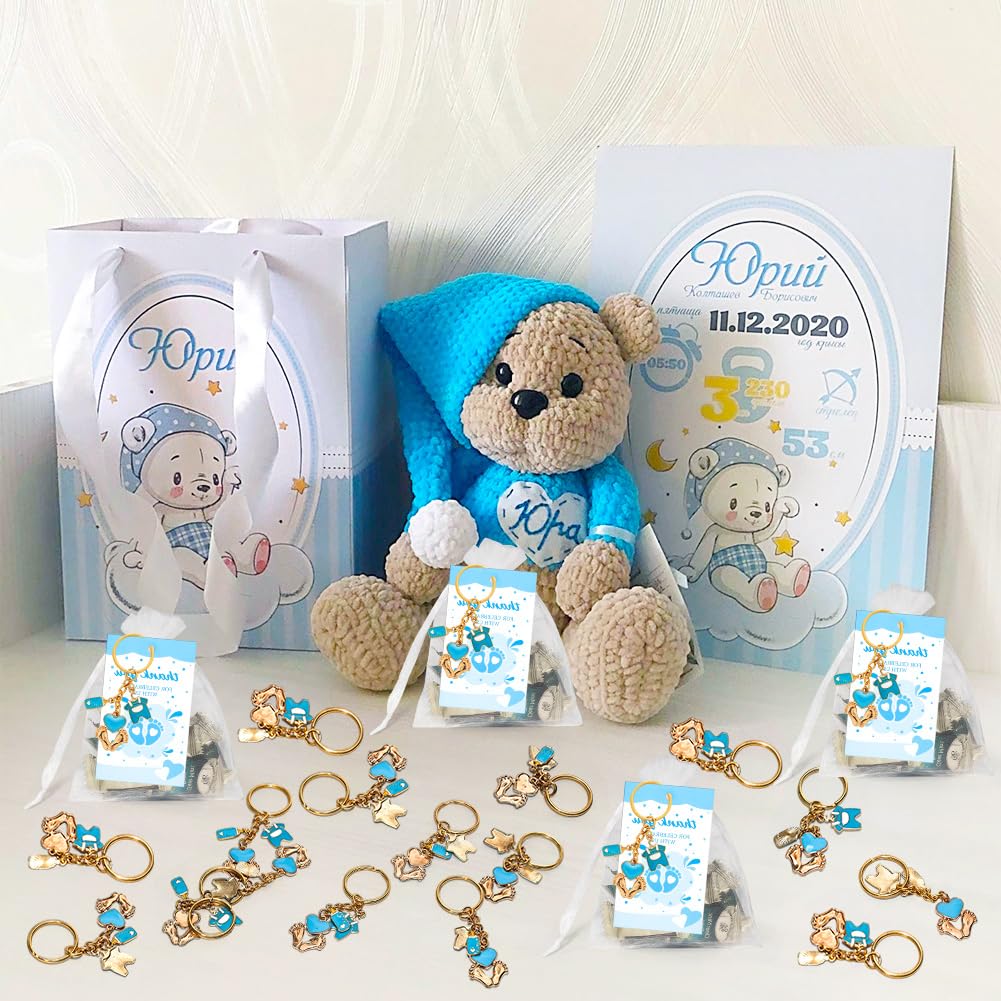 GARVEE Set di 20 portachiavi con impronte, regali per baby shower e battesimi