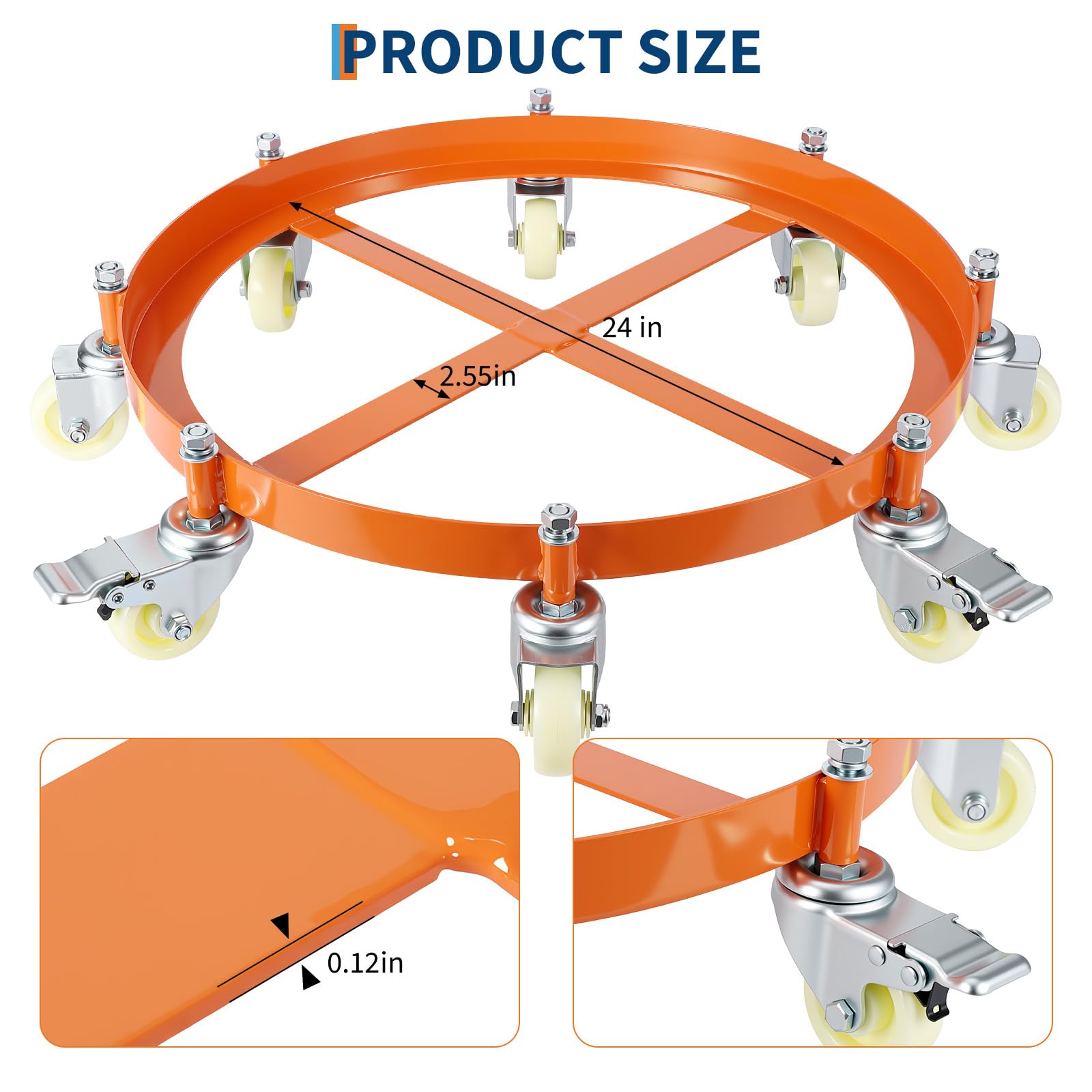 Carrello per Fusti Garvee 55 Galloni 2000 libbre | Ideale per Festa del Papà, Telaio Acciaio Zincato Antiribaltamento con Freni e Ruote Girevoli per Magazzino Officina