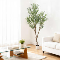 Albero di ulivo artificiale Garvee da 210 cm, vaso bianco, decorazione per interni, soggiorno, ufficio e giardino
