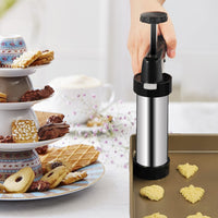 Garvee Set Gebäckpresse In Acciaio Inox Con 13 Schablonen E 8 Tüllen, Kit Completo Per Biscotti, Perfetto Per Feste E Regali, Facile Da Usare, Facile Da Pulire