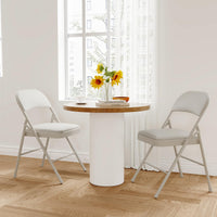 Garvee Set di 4 sedie pieghevoli con cuscini, in similpelle, beige, per uso interno ed esterno, leggere, pieghevoli, supportano fino a 350 libbre