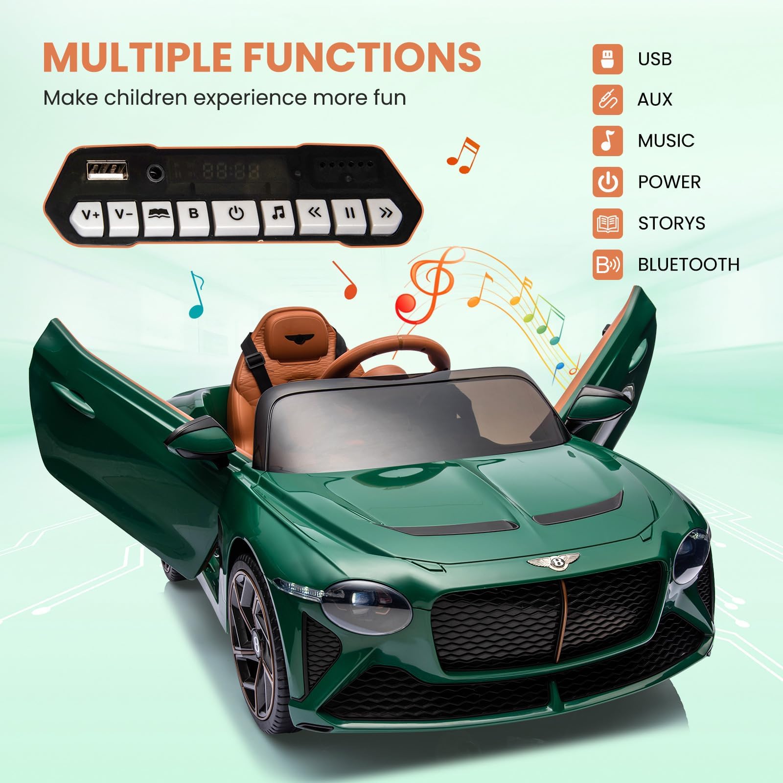 Garvee 12V Auto elettrica per bambini verde scuro con telecomando, veicolo elettrico stabile per divertimento in giardino e tour di scoperta per bambini e bambine dai 3 anni in su