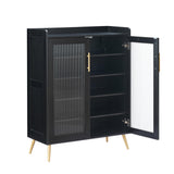 Garvee Mobile Scarpiera 5 Ripiani con Ante in Vetro, Nero, Design Verticale Salvaspazio per Ingresso, Dimensioni Compatte - Black