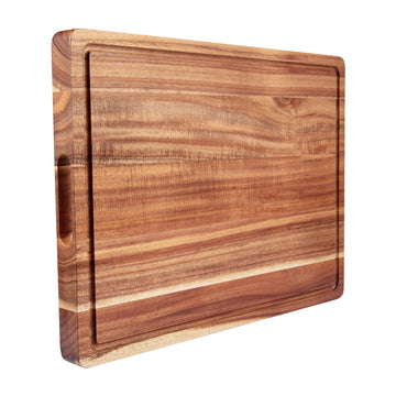 Tagliere in legno di acacia Garvee 50 x 38 x 3,8 cm con scanalatura per il succo – Utilizzabile su entrambi i lati, robusto e versatile per la cucina e il piacere