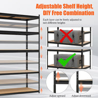 Scaffalature per garage Garvee Heavy Duty, 5 ripiani regolabili, capacità di carico di 2000 libbre, telaio robusto a forma di V in acciaio SPCC verniciato a polvere, per garage e officina, 60x18x72 pollici, nero