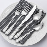 Set di posate Garvee da 20 pezzi in argento per 4 persone, acciaio inossidabile, design a scacchi, lucidato a specchio, lavabile in lavastoviglie, cucina e ristorante, argento