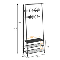 Appendiabiti e scarpiera Garvee 4 in 1 con struttura in metallo e aspetto legno – Organizzatore per corridoio, ingresso e soggiorno