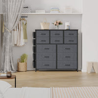 Cassettiera Garvee con 12 cassetti in tessuto, maniglie, struttura in metallo, design industriale, per corridoio, soggiorno, camera da letto, cucina, ufficio, grigio scuro