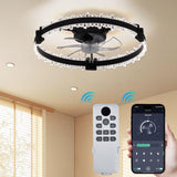 Garvee Ventilatore da Soffitto Moderno con Luce LED Circolare, Design Ramo d'Albero, 7 Pale, 50,8 cm Nero, Risparmio Energetico per Camera e Soggiorno - Black