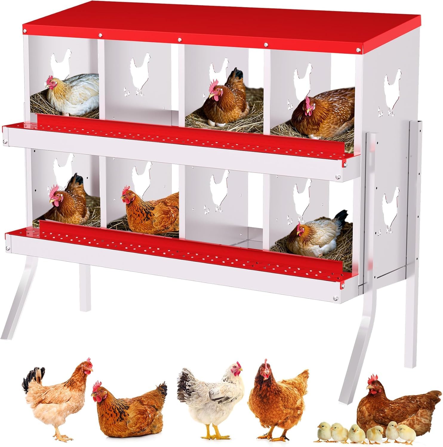 Cassette nido Garvee – Metallo, 10 scomparti con supporto, resistenti alle intemperie, 53,54"L x 16,93"W x 26,57"H