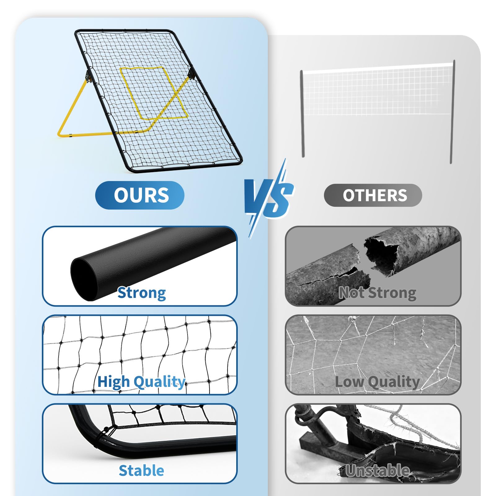 Rete da rimbalzo per pallavolo Garvee 7x4 piedi, rete in PE multi-angolo regolabile, robusta e pieghevole per allenamento all'aperto