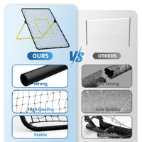 Rete da rimbalzo per pallavolo Garvee 7x4 piedi, rete in PE multi-angolo regolabile, robusta e pieghevole per allenamento all'aperto