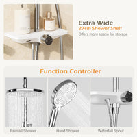 GARVEE Doccia a pioggia senza rubinetto con mensola, sistema doccia regolabile in acciaio inox per doccia, 25 cm rotondo cromato