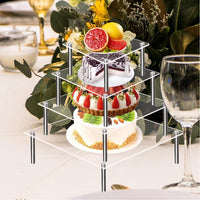 Garvee Tortenständer Acrilico Trasparente 20cm Mit Robuste Metallbeine Für Hochzeiten Und Feste Quadratisch Transparent