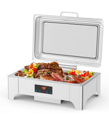 Garvee Set Bagnomaria Profi 9L Acciaio Inox per Buffet e Catering, Manici Ergonomici, Riscaldamento Efficiente, Argento - Argento