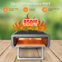 Forno per pizza a gas GARVEE con regolatore e tubo flessibile, forno per pizza portatile da esterno - Ideale per il giardino, per preparare la pizza napoletana a casa