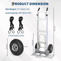 Carrello a Mano in Alluminio Garvee 272 kg - Base Estensibile, Pneumatici 25.4 cm, Leggero e Robusto per Festa del Papà, Casa e Magazzino