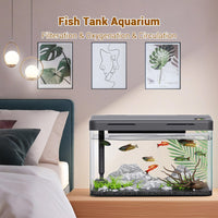 Kit di avviamento per acquario Garvee con filtro e apporto di ossigeno, pompa ultra silenziosa, acrilico, illuminazione a LED, mini rettangolare, decorazione da tavolo