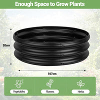 Aiuola rialzata Garvee, in metallo, 107x20 cm, rotonda, senza fondo, in acciaio zincato, antiruggine, per giardino, verdure, fiori, ecologica