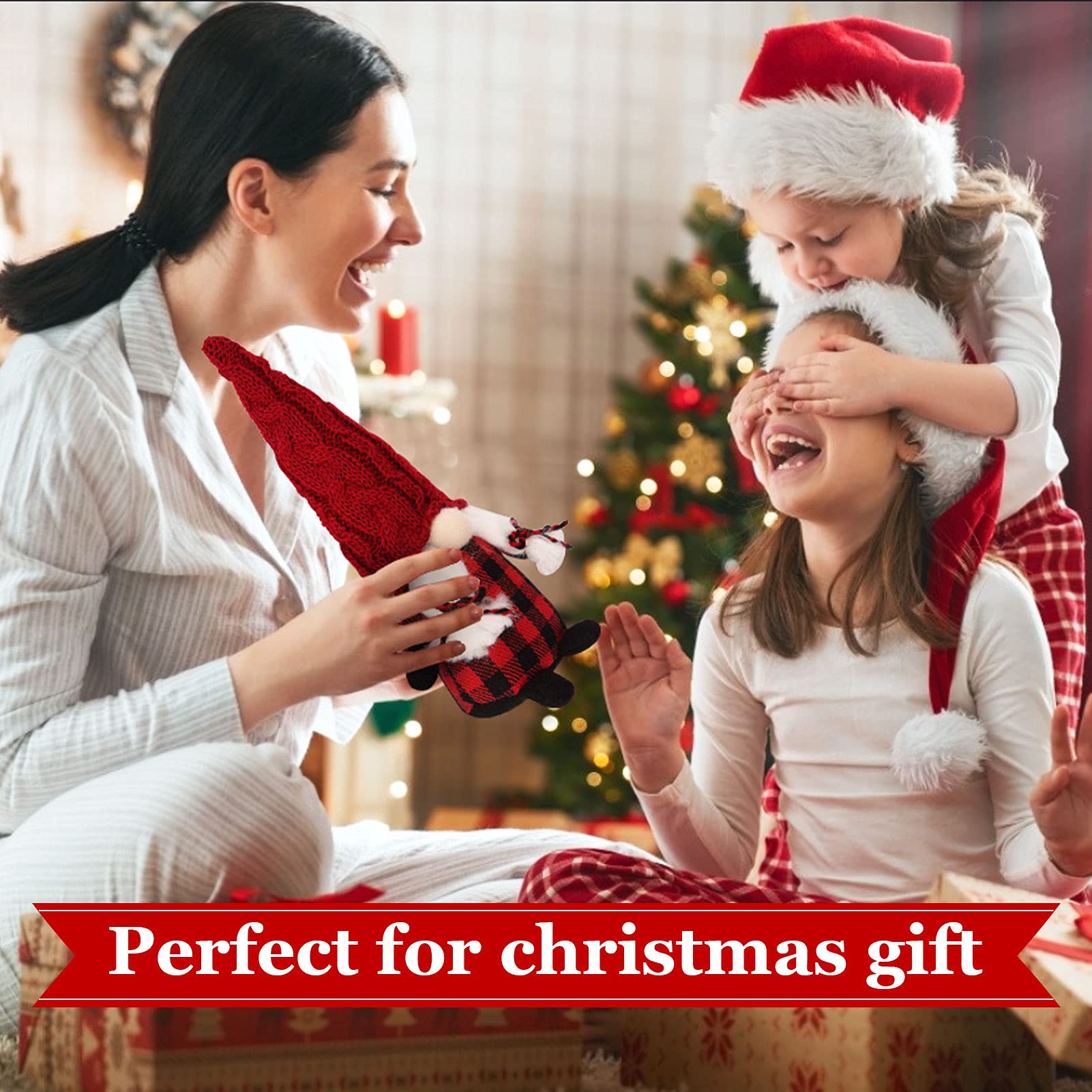 Garvee Decorazione natalizia con elfo, set da 2 pezzi, gnomi Tomte fatti a mano con cappelli rossi per la casa e le feste, 20 cm, rosso