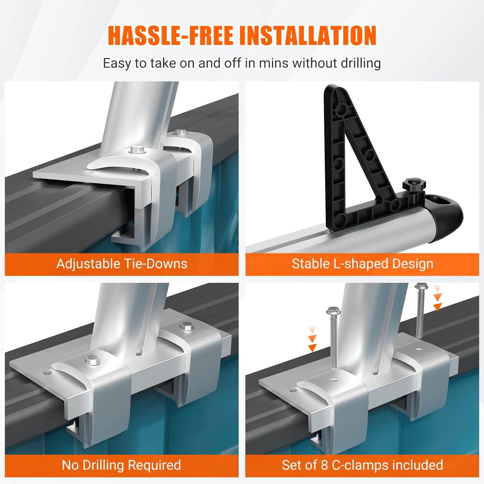 Portapacchi in alluminio per camion con scala Garvee, capacità 800 libbre, regolabile da 17 a 29 pollici, verniciato a polvere nero, per pick-up, kayak, tavola da surf