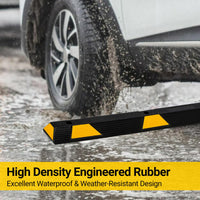 Freno di stazionamento in gomma Garvee da 72 pollici con 8 strisce riflettenti per auto, camion, camper, garage, vialetto, nero