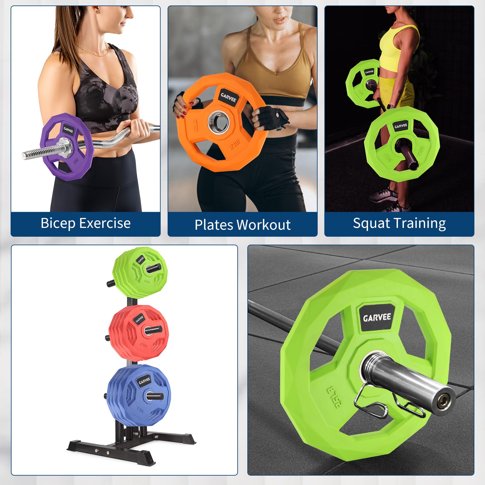 Set Dischi Paraurti Garvee 2 Pollici Ghisa con Rivestimento Gomma - Ideale per Palestra Domestica e Festa del Papà, Varie Taglie e Colori