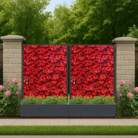 Garvee Schermo per la privacy in metallo con fioriera 72"x47" 3 pannelli con motivo a foglie, resistente alle intemperie, per giardino, terrazza, verde