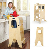 Garvee Scala Cucina Regolabile 3 Altezze Con Corrimano Sicurezza, Legno Resistente, Pannello Lavagna Integrato, Antiscivolo, Per Cucina E Bagno
